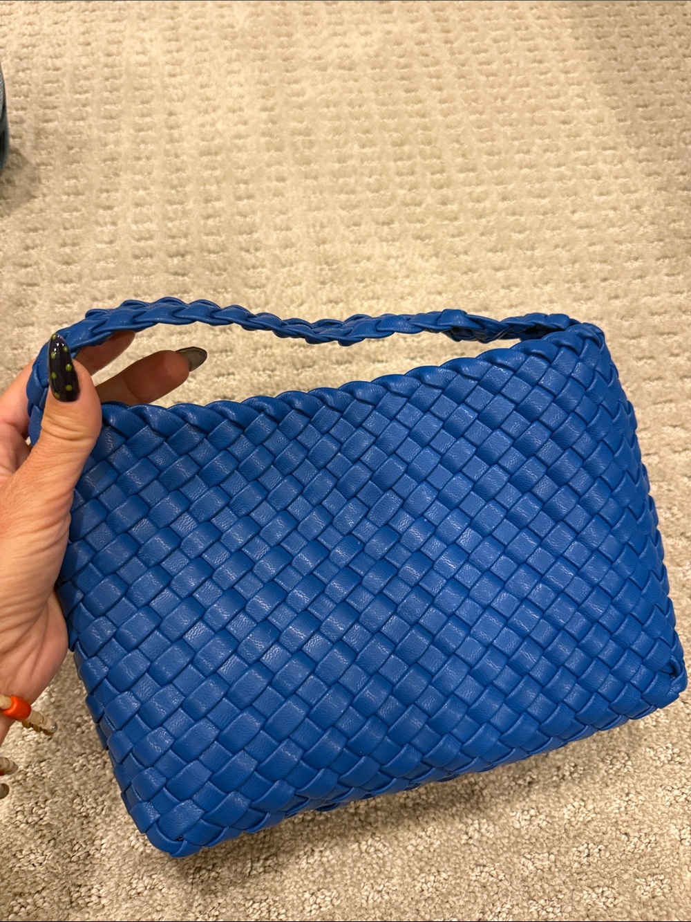 Woven Shoulder Bag in Royal Blue